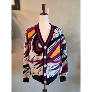 Steady Hands Women's Graphic Print Cardigan Sweater SZ XS
